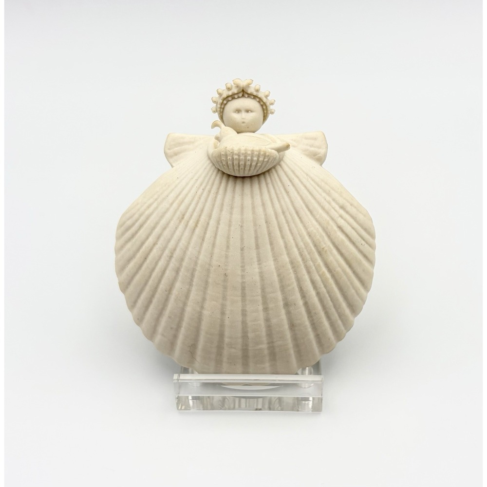 Vintage 1999 Margaret Furlong Nestling Quail 3.5" Shell Angel Ornament In Box